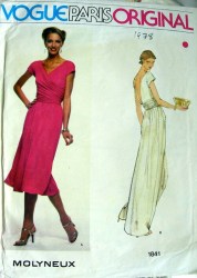 1841 VOGUE PARIS MOLYNEUX LOW BACK V DRESS LENGTHS, OVERBODICE PATTERN 12